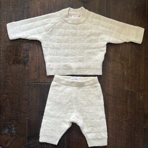 Zara Baby Cream Knit Sweater and Pants Set